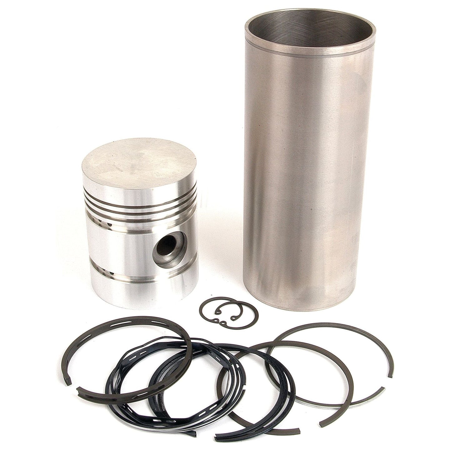 A Sparex Piston Ring and Liner Kit (Sparex Part No. S.40446), featuring a piston, cylinder liner, piston rings, and related hardware, is arranged on a white background.
