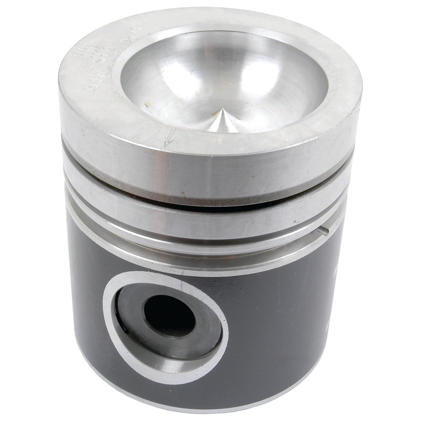 Introducing the Piston (Standard) - S.43217 by Sparex: a metallic piston with a cylindrical shape, designed with a hollow top and multiple grooves along its body to optimize compression height for improved engine performance.
