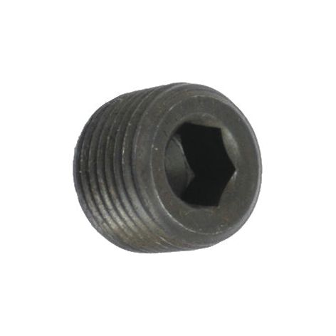 Sparex's Hydraulic Lift Plug (Part No.S.40872) is a hex socket pipe plug featuring a threaded exterior and a central hexagonal recess for a hex key, designed to fit 3/8'' NPT thread size.