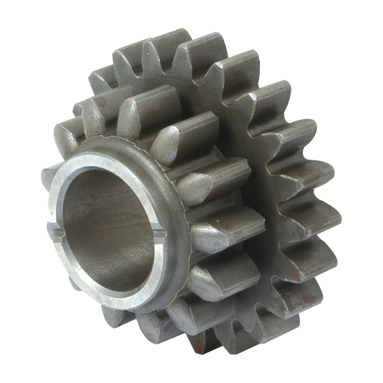 A close-up image of a single metal gear with interlocking teeth, designed for mechanical transmission of motion and power, reminiscent of the robust engineering found in Sparex Reverse Gear (Part No. S.40788), featuring 13 and 21 teeth.<|vq_8774|>