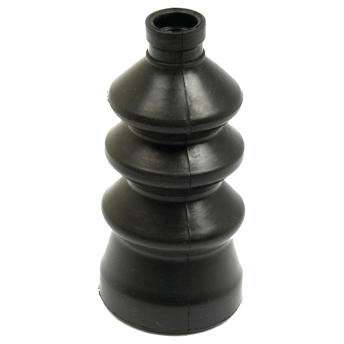 The Sparex Rubber Boot for Gear Lever (Part No. S.43148) is a black rubber accordion boot featuring a cylindrical opening at the top, three ridges along the body, and a wider base. It is commonly used as a gear lever gaiter in Massey Ferguson and Landini tractors.