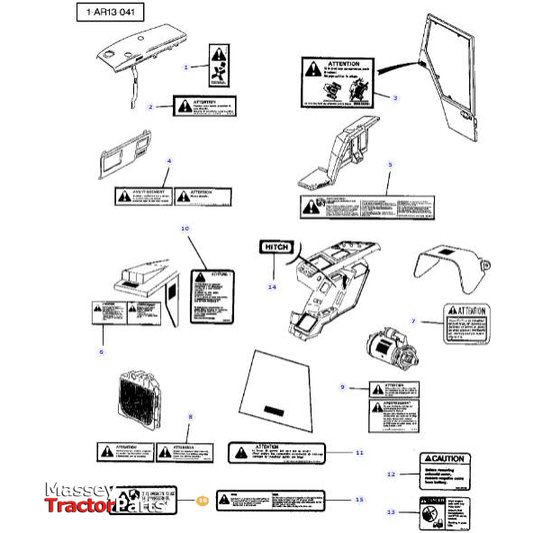 Massey Ferguson Safety Decal - 3713699M1 | Massey Parts-Massey Ferguson-Cabin & Body Panels,Decals & Emblems,Farming Parts,Tractor Body,Tractor Parts