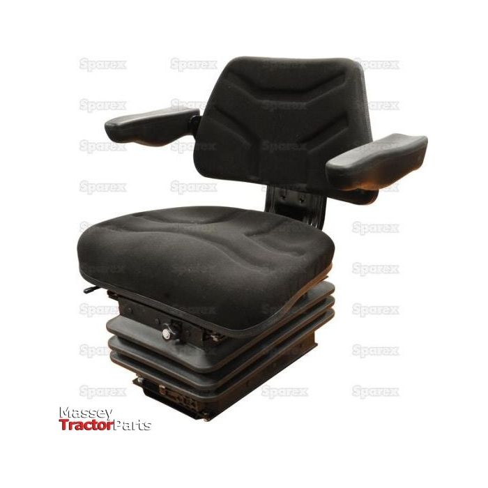 Sparex Seat Assembly (Sparex Part No. S.127996) by Sparex, featuring black upholstery, armrests, and adjustable suspension.