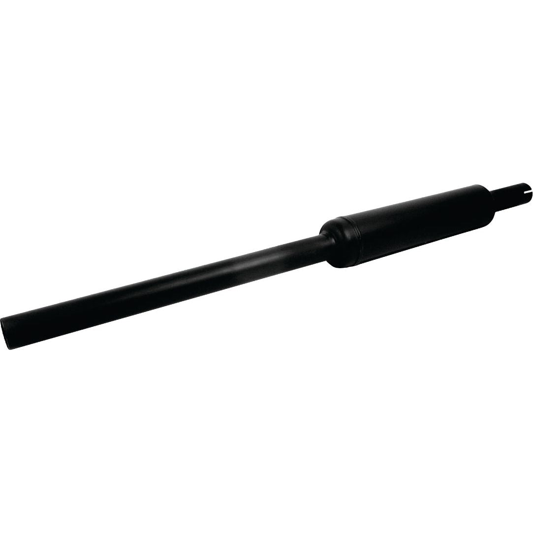 The Sparex Silencer - Vertical - S.14514 is a black cylindrical silencer coated with heat-resistant paint, designed to reduce the noise and muzzle flash of a gun when fired.