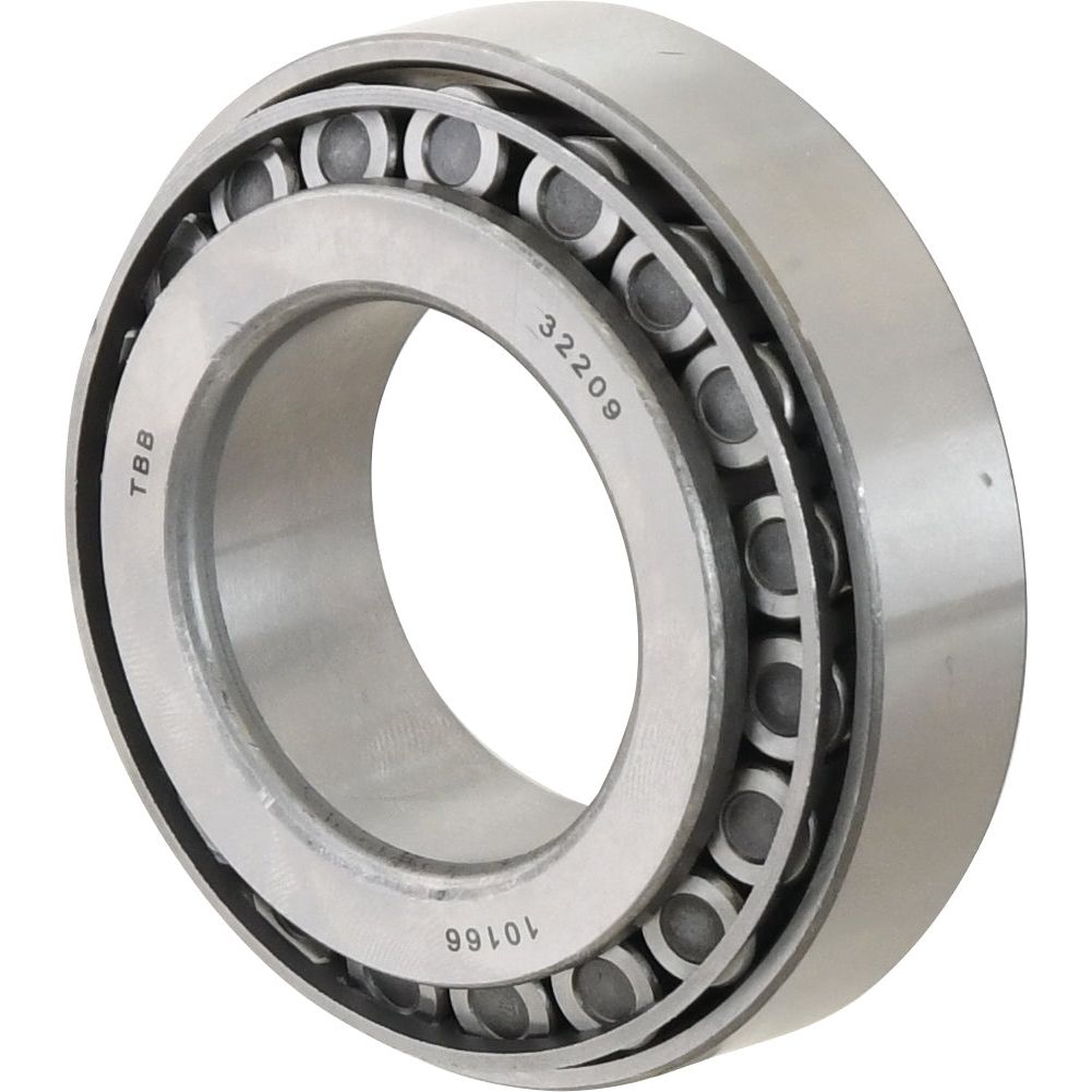 A Sparex Taper Roller Bearing (32209) - S.18257, from the brand Sparex, featuring internal and external rings along with rolling elements marked with the numbers 32209 and 10166.