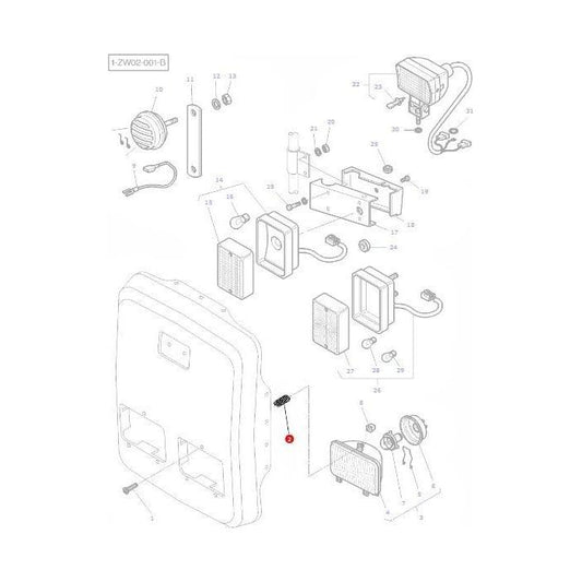 Spring Headlight - 3771550M1 - Massey Tractor Parts