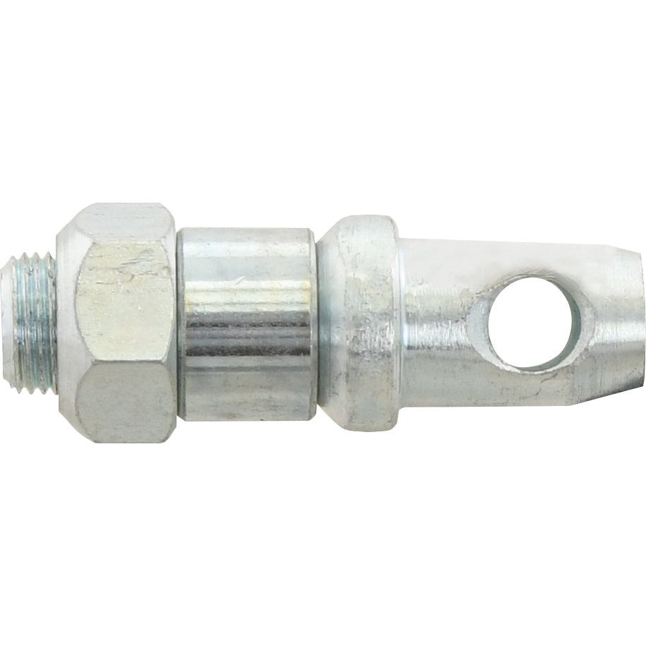 Close-up view of a metallic hydraulic fitting, branded Sparex, specifically the Stabiliser Pin 22x83mm (Sparex Part No. S.1719), featuring a threaded hexagonal end with a thread size of 3/4'' UNF and a hole through the cylindrical section with a pin diameter of 22mm.