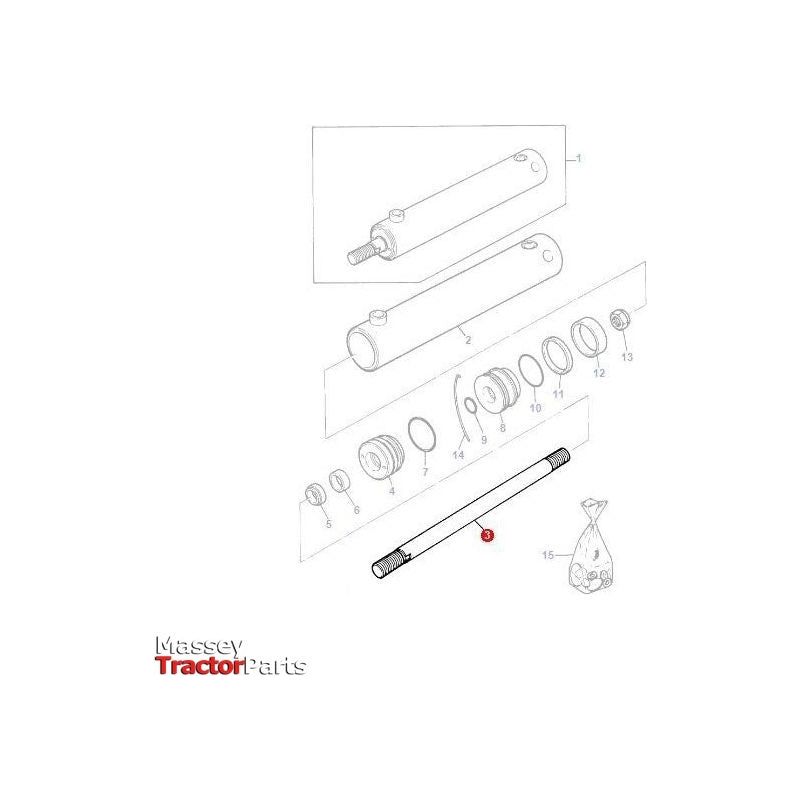 Massey Ferguson Steering Cylinder - 3484451M1 | OEM | Massey Ferguson parts | Steering Pumps & Reservoirs-Massey Ferguson-2WD Parts,Axles & Power Train,Cylinder Assemblies,Farming Parts,Front Axle & Steering,Steering Cylinders,Tractor Parts