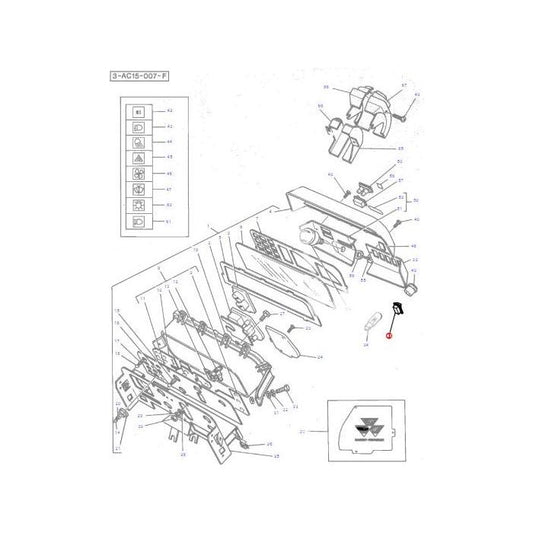Exploded view diagram of the Massey Ferguson - Switch, Indirect - 1694361M1 from the AGCO brand, with numbered components and connecting lines, illustrating assembly parts and their placements.