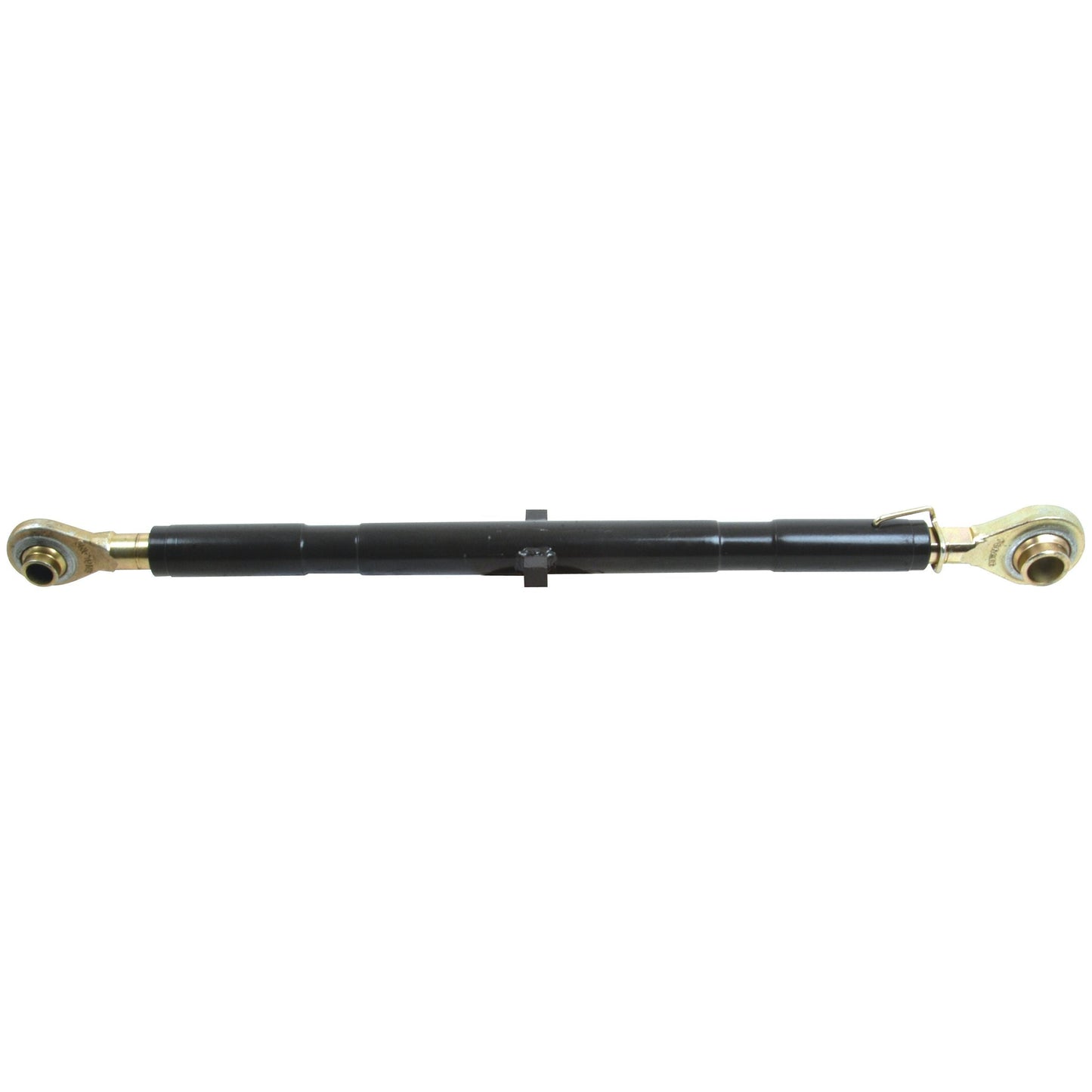 The Sparex Top Link (Cat.2/2) Ball and Ball, 1 1/16'' with a minimum length of 670mm - S.15888, is a black hydraulic cylinder featuring metallic fittings at both ends, ideal for tractors and suitable for machinery or industrial equipment.