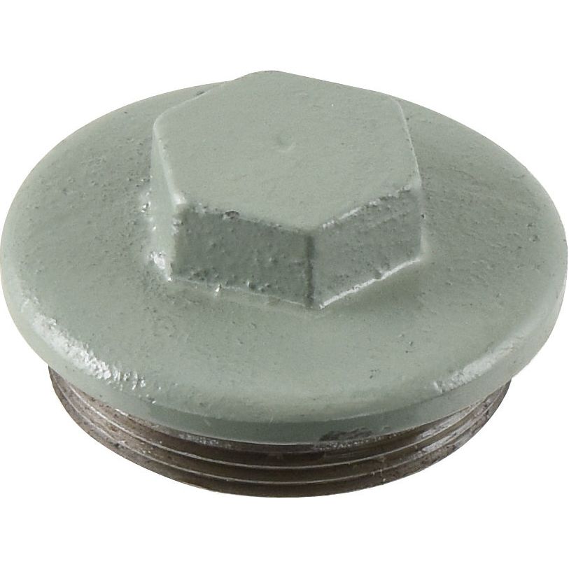 A close-up of the green hexagonal Sparex Transmission Oil Cap with a threaded base, specifically designed as a Ford/New Holland transmission oil cap (Part No. S.41318).