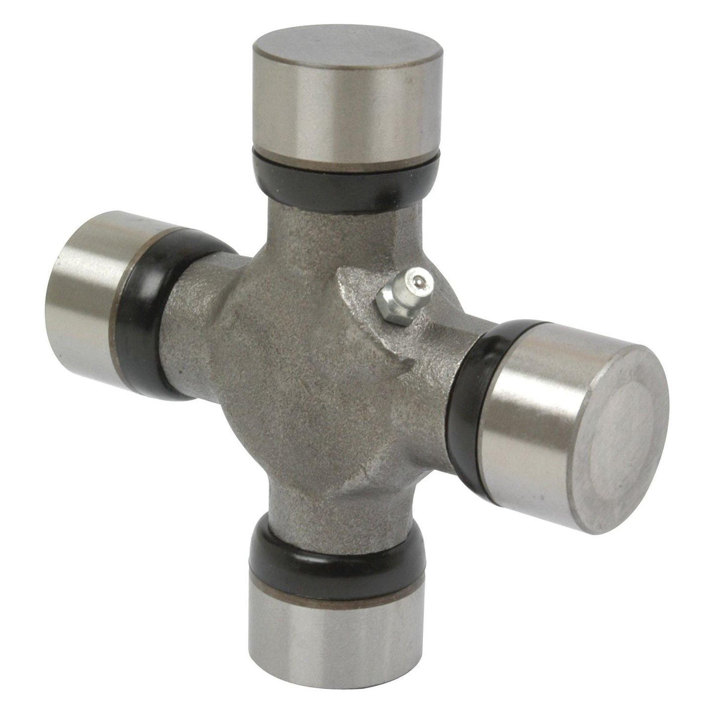A Universal Joint 30.16 x 106.3mm (Sparex Part No.S.56842) from Sparex, featuring four cylindrical bearings extending from a central cross-shaped body.