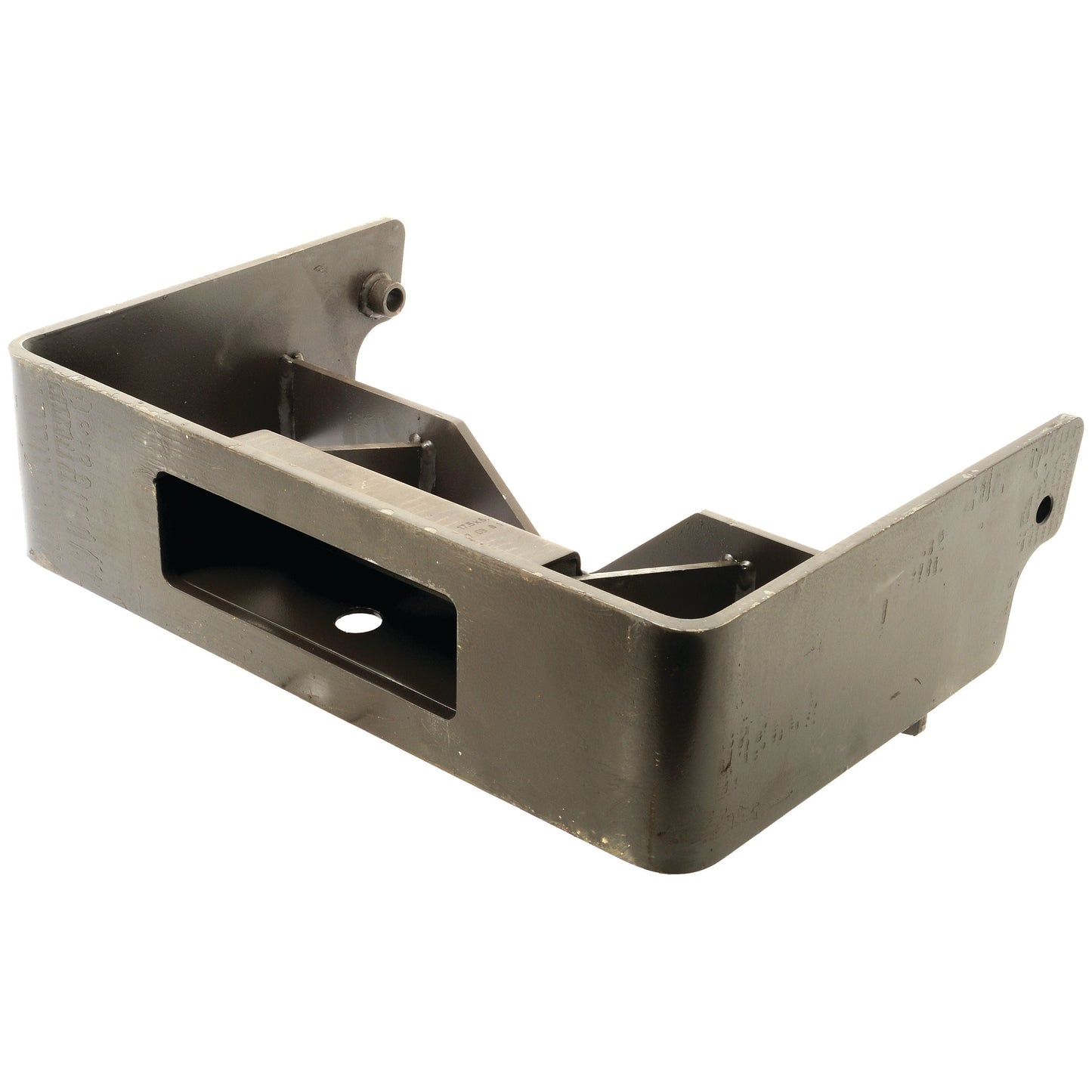 The Sparex Weight Frame (Sparex Part No. S.43942) is a brown metal bracket featuring a rectangular cutout and multiple mounting points, designed for structural or mechanical support purposes, making it ideal for use in Massey Ferguson and Landini machinery.