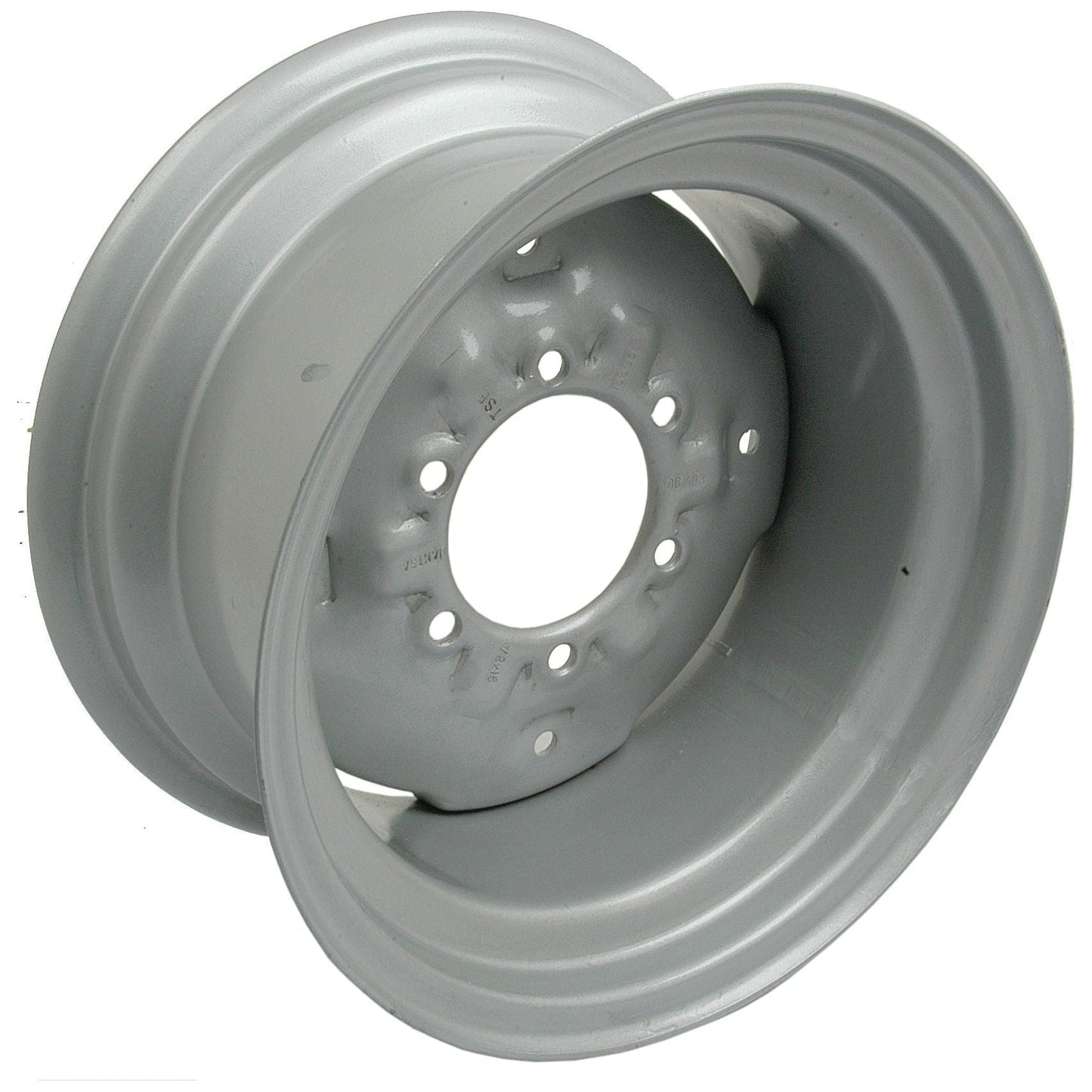 The Sparex Wheel Rim, model S.40289, is a robust 8 x 16" silver metal rim featuring multiple bolt holes at the center and a smooth, rounded edge. Designed to fit various tire sizes, this rim guarantees durability and high performance.