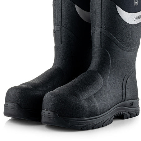 Buckbootz BBZ9000BK Safety Wellington – Black, Metatarsal S5 Rated