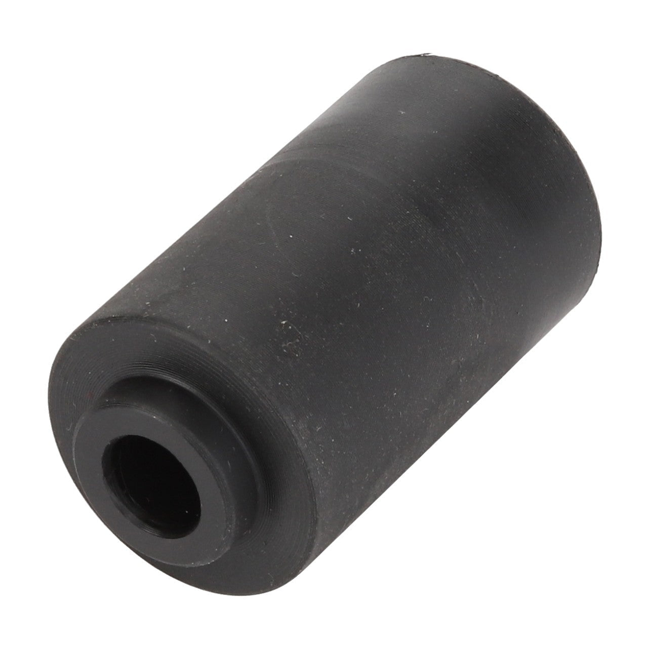 Black cylindrical rubber bushing with a smaller circular hole running through its center, AGCO | Bush - Acp0343900 by AGCO.