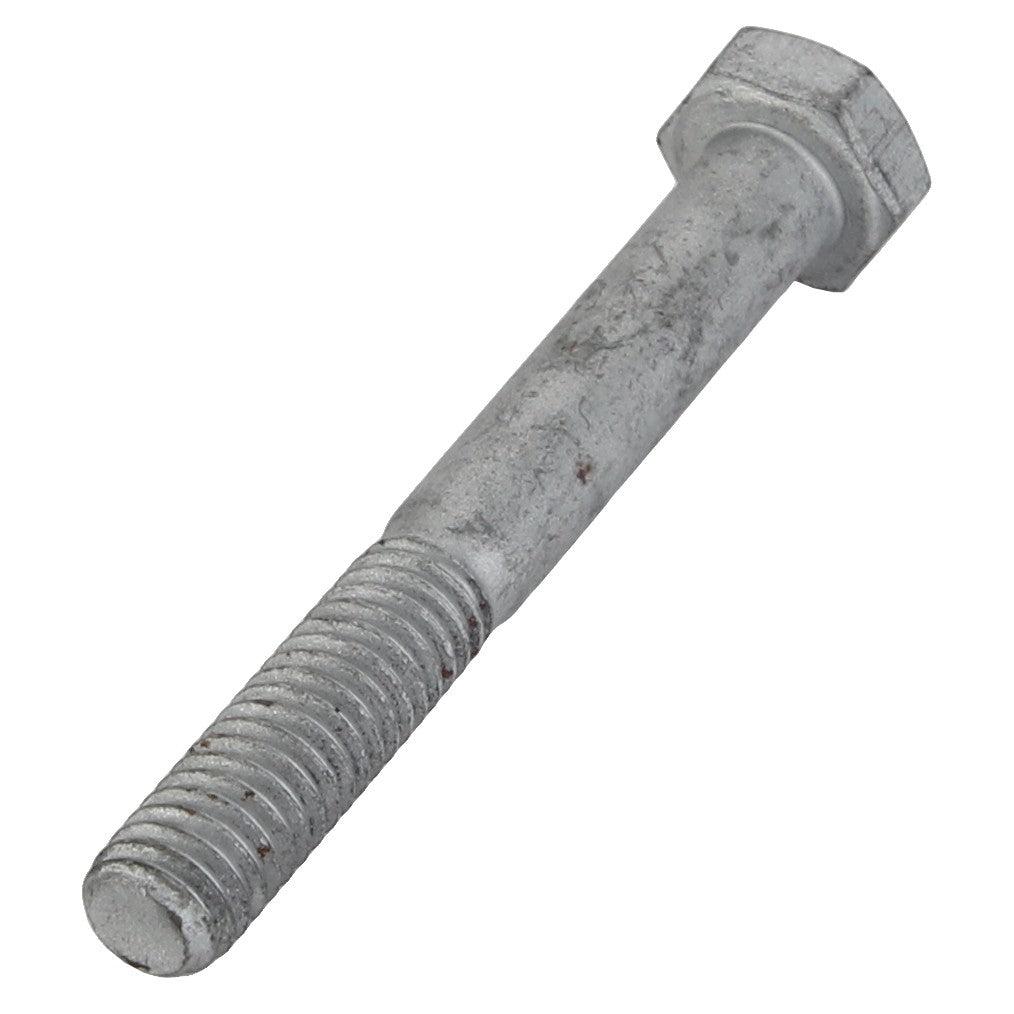 A metallic hex bolt with threading on the lower half and a hexagonal head on top, known as the AGCO HEX CAP SCREW - LA10903424 from AGCO. No Description Available.
