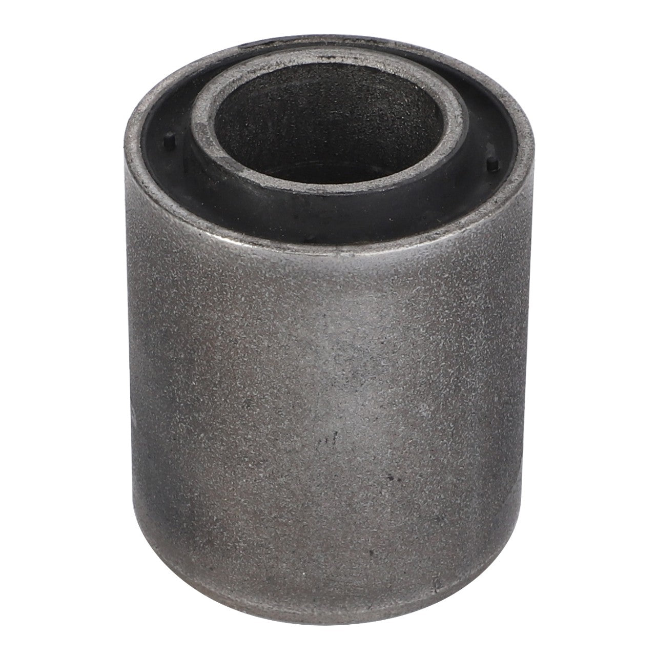 This AGCO Silent Block, Shaking Shoe (D46481300) is a cylindrical metal bushing with a hollow center, grey in color, and a textured surface designed to ensure maximum uptime.