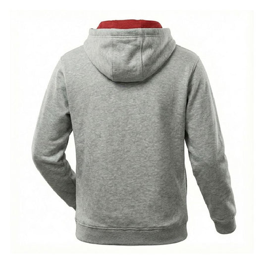 MF Greyline Hoodie with Flocked Logo & Red Hood Lining, Adjustable Drawstrings - Model X993442504