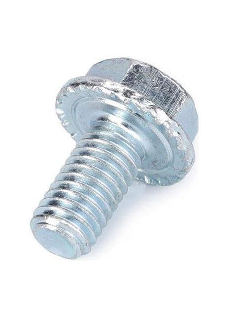 A shiny metal hex bolt with a washer integrated into the head, reminiscent of the precision found in Massey Ferguson machinery, on a white background. This is the AGCO Massey Ferguson Lock Screw, model number 0901-80-43-00.