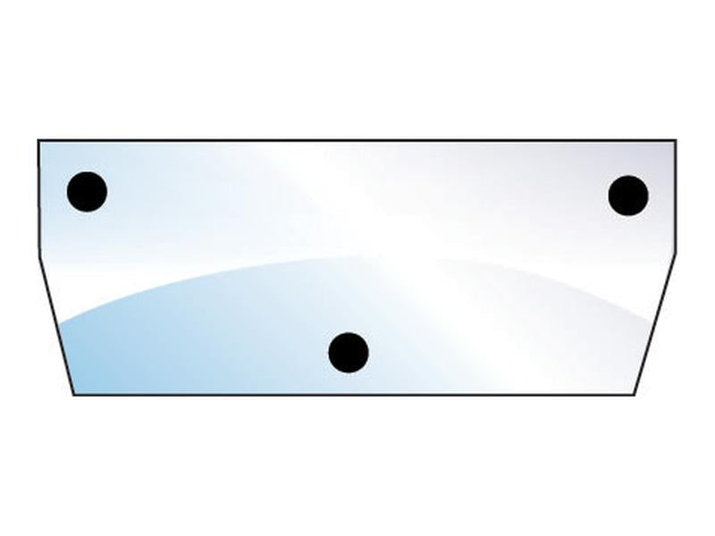 The Rear Window by Sparex (Part No. S.10011) is a rectangular piece of glass featuring four evenly spaced circular black dots along its perimeter, designed specifically for a Massey Ferguson cab type.