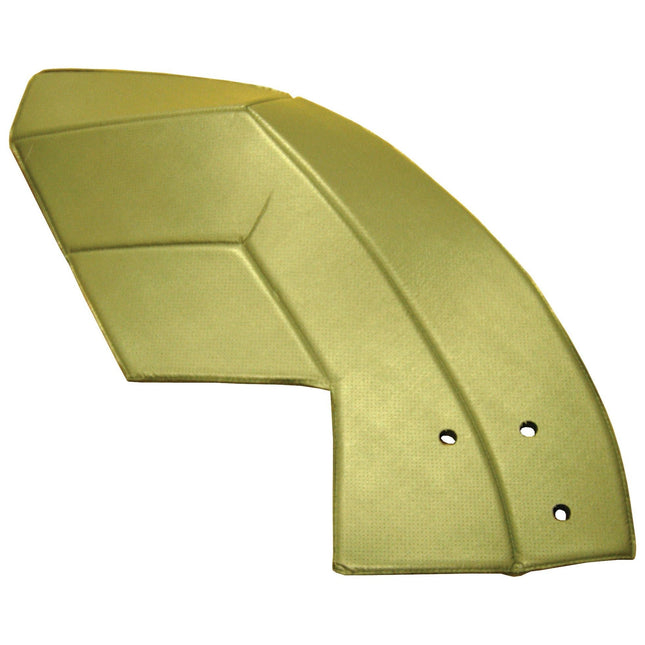 A yellow, curved Side Trim Panel LH (Sparex Part No. S.101531) with three evenly spaced holes near one end and multiple geometric seams, ideal for Massey Ferguson equipment from Sparex.