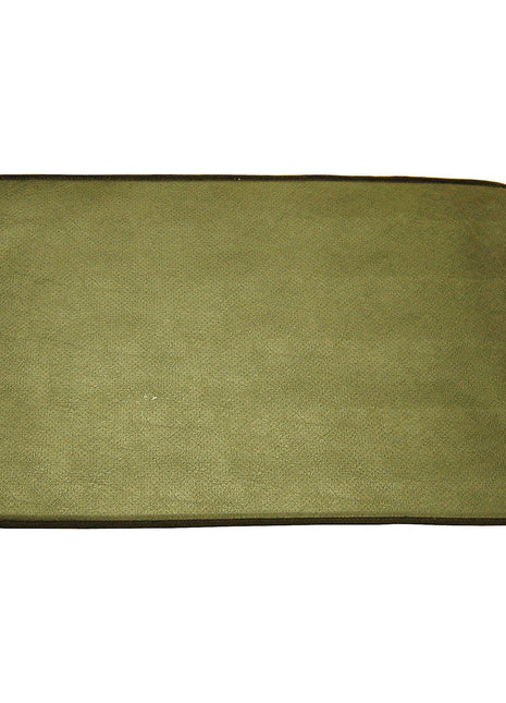 A rectangular olive green carpet or mat featuring a cutout on the upper left side, reminiscent of the Sparex Upper Base Trim Panel (Sparex Part No. S.101534).