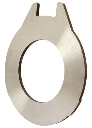 An Intermediate Handbrake Disc (OD: 167mm) from Sparex, product code S.102738, with a metallic finish, circular shape featuring a central hole and a two-pronged notch at the top, is viewed against a plain white background, similar to components found in Massey Ferguson machinery.