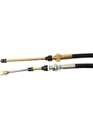 Two Sparex PTO Clutch Cables (Product No. S.103201) with metal fittings and rubberized ends, measuring 1556mm in length with an outer cable length of 1175mm, used for transmitting force or motion, arranged horizontally on a white background. Compatible with International Harvester and Case IH machinery.