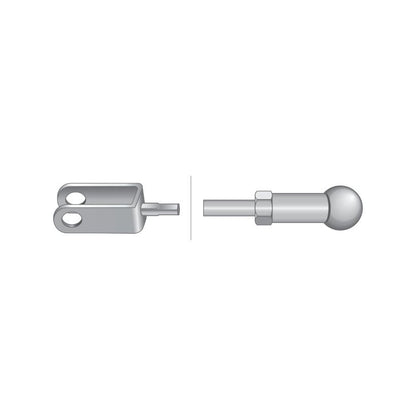 Introducing the Sparex PTO Clutch Cable (Part No. S.103209), designed for Case IH machinery, featuring two essential metallic mechanical components: a forked piece with dual holes and a rod with a ball end and hex nut. The cable has a total length of 1624mm and an outer cable length of 1240mm.