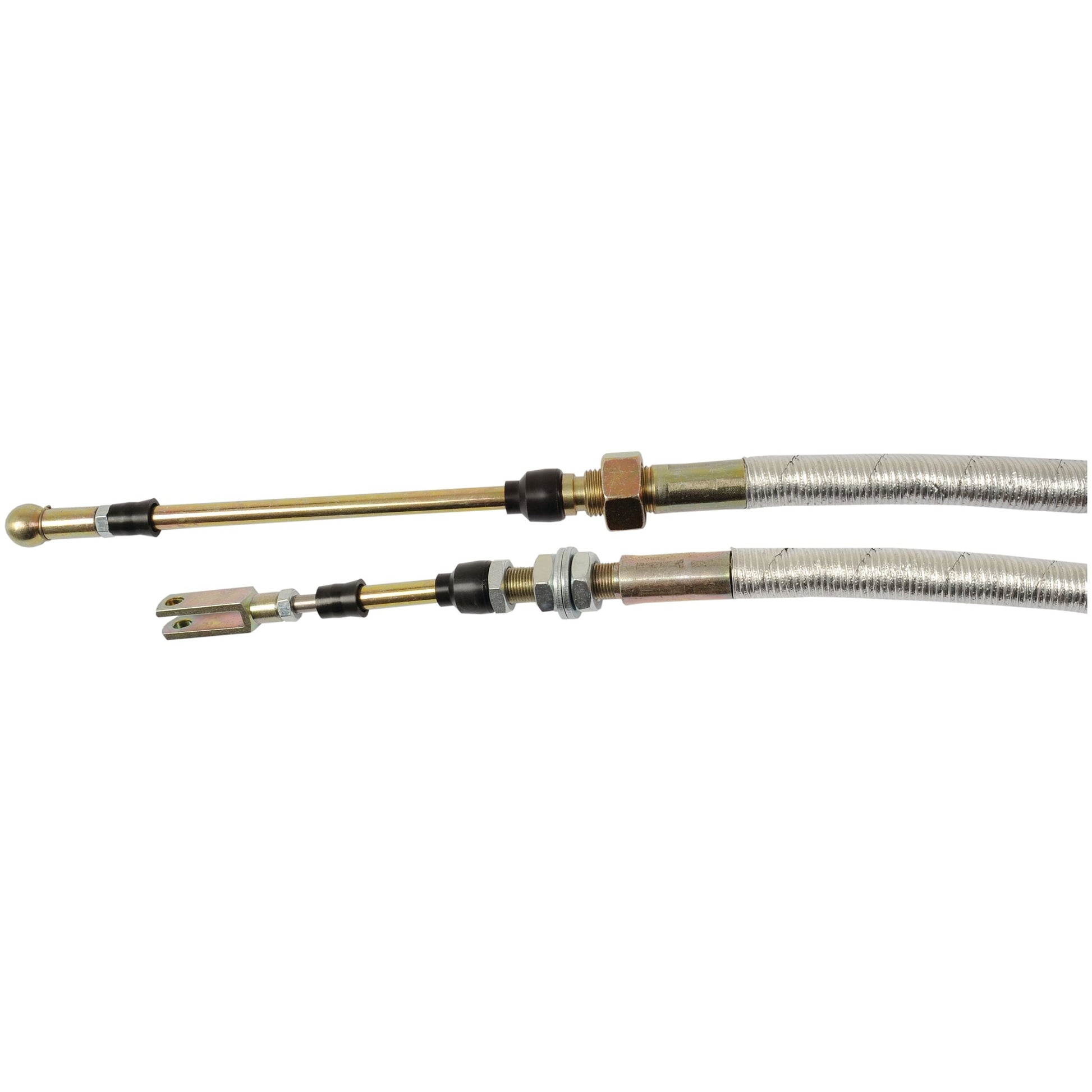 Two Sparex PTO clutch cables, each measuring 1624mm in length with a 1240mm outer cable, featuring threaded ends and protective outer sheaths, lying parallel on a white background. These cables are specifically designed for Case IH and International Harvester machinery. (Sparex Part No.S.103209)