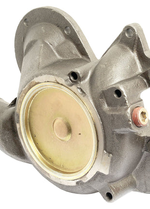 A metal automotive water pump assembly with a round central component and a protruding nozzle, branded as Sparex part number S.103315, used in the Landini LANDPOWER 135 vehicle's cooling system for circulating coolant. The product is supplied with a pulley.