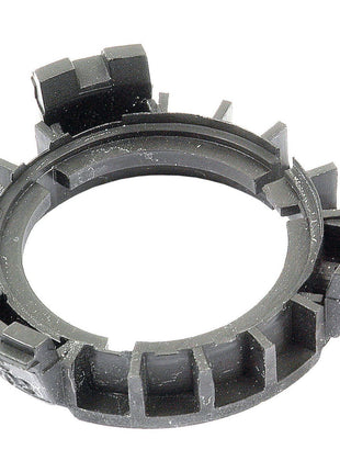 A black, circular plastic component with notches, ridges, and multiple protruding tabs around its perimeter, ideal for use in a PAK-PTO BEARINGS ECO-MEDIUM (Sparex Part No.S.10471) by Sparex.