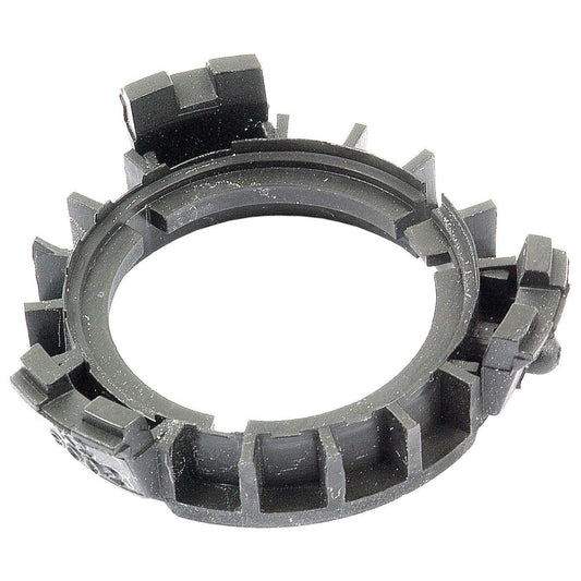 A black, circular plastic component with notches, ridges, and multiple protruding tabs around its perimeter, ideal for use in a PAK-PTO BEARINGS ECO-MEDIUM (Sparex Part No.S.10471) by Sparex.