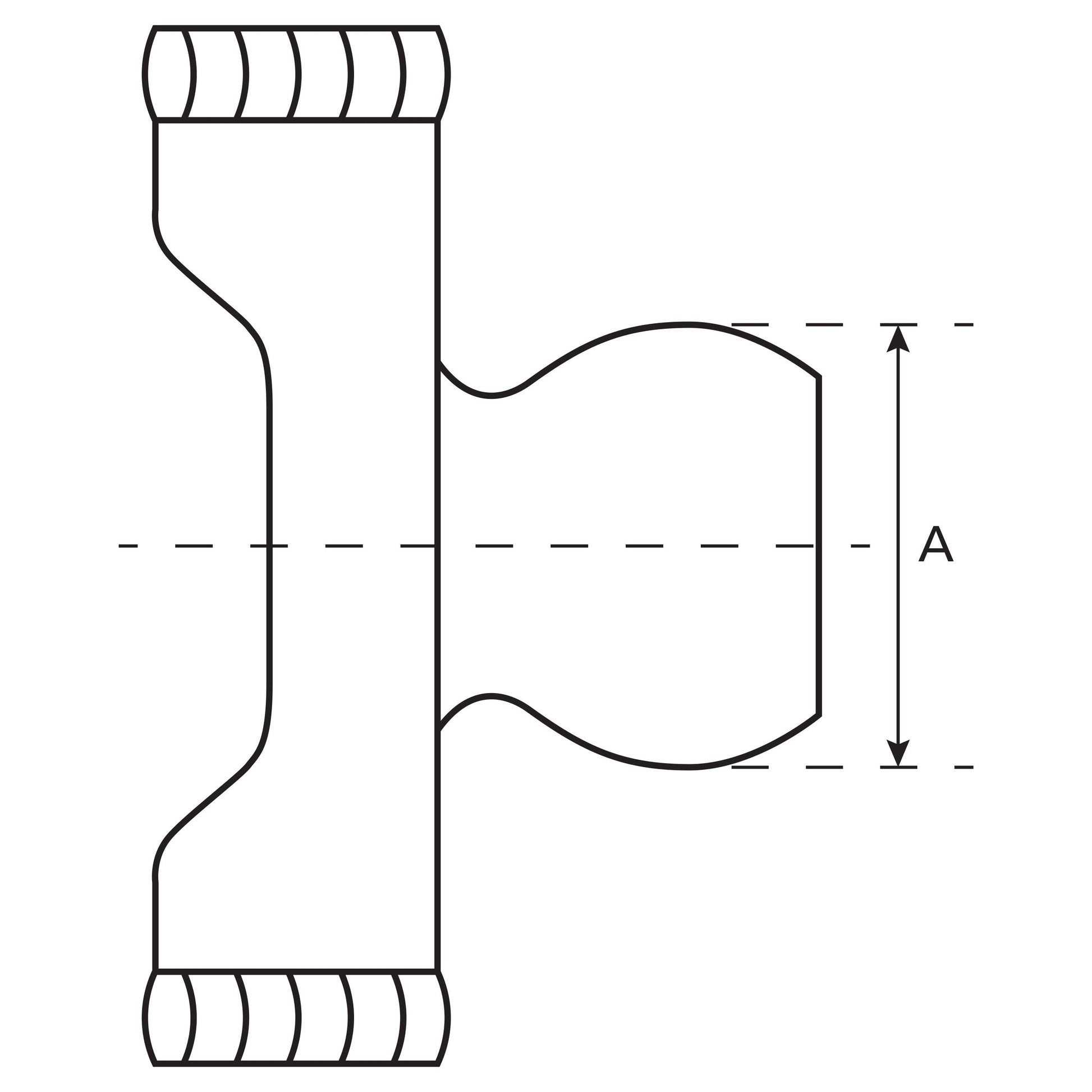 PTO Wide Angle Tube Yoke (U/J Size: 36 x 89 & 32 x 106mm) Profile: Lemon, Size: 39.5 x 4.5mm, Ref: 1bGA.
 - S.10593 - Farming Parts