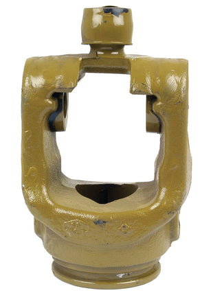 Close-up of a Sparex PTO Wide Angle Tube Yoke in yellow, featuring visible wear marks and a hollow center. Compatible with the PTO Series AW36/W2580 for universal joint dimensions of 36 x 89 mm and 32 x 106 mm.