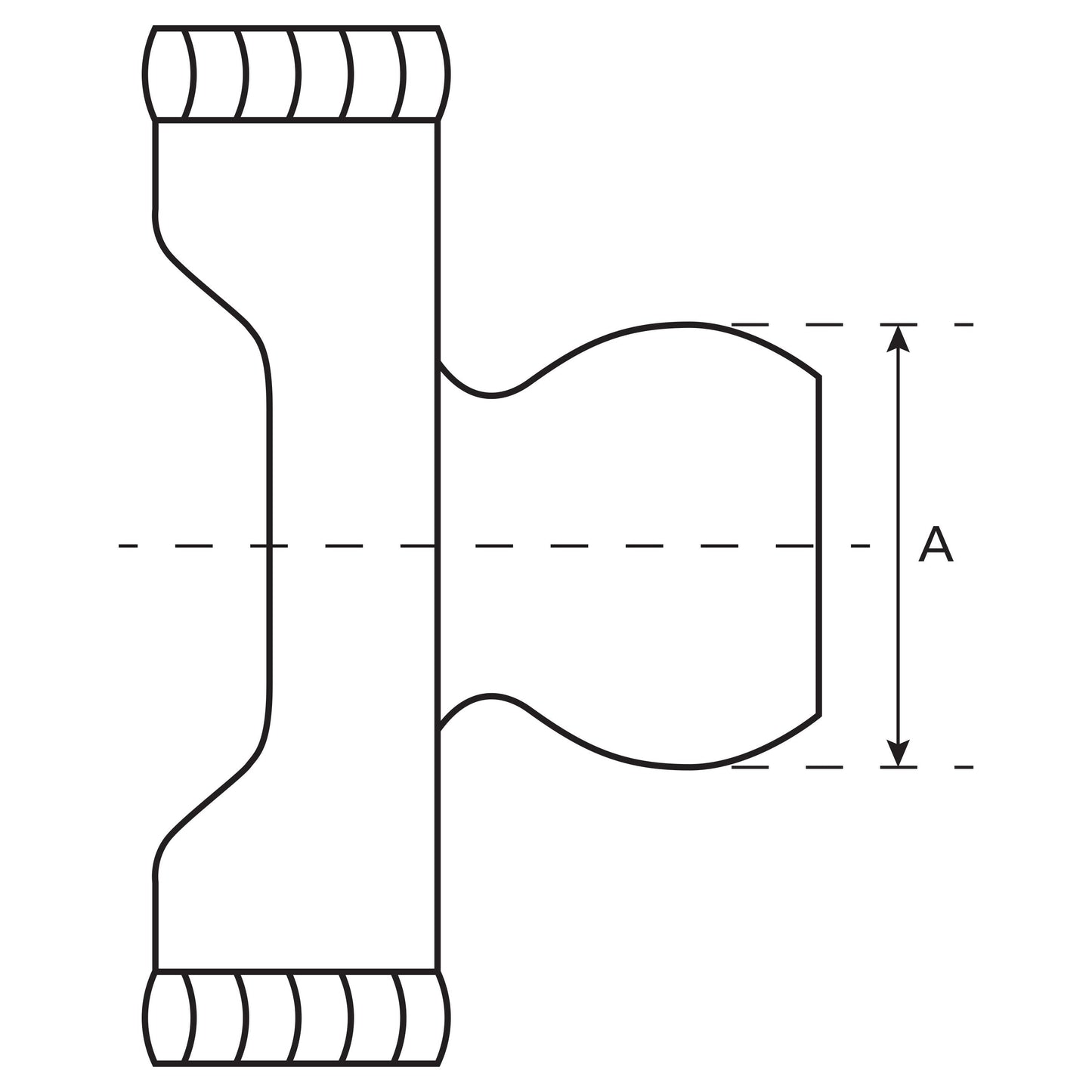 PTO Wide Angle Tube Yoke (U/J Size: 36 x 89 & 32 x 106mm) Profile: Star, Size: 51mm, Ref: S4GA.
 - S.10595 - Farming Parts