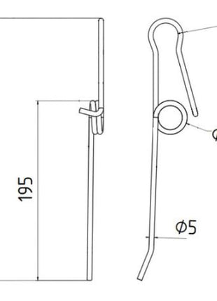 Wheel Rake Tine Length:195mm, Width Ø5mm - Replacement for Massey Ferguson To fit as: 914978M1 | Sparex Part No.S.106317