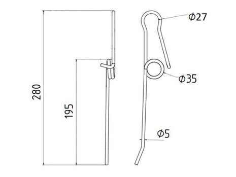 Wheel Rake Tine Length:195mm, Width Ø5mm - Replacement for Massey Ferguson To fit as: 914978M1 | Sparex Part No.S.106317