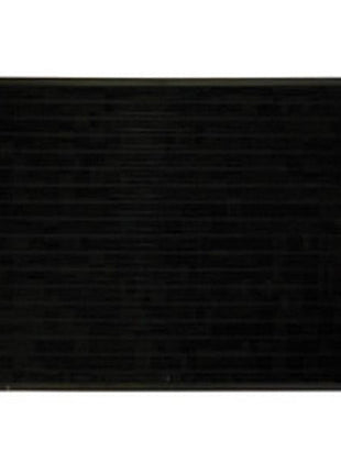 Image of the Sparex Condenser (Part number: S.106685), a black automotive radiator with a core thickness that ensures optimal cooling efficiency, featuring two metallic connection points on the right side.