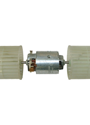 The Sparex Blower Motor With Wheel (Sparex Part No. S.106829) features a fan-like, slotted white rotor attached on each end and is specifically designed for Massey Ferguson applications.