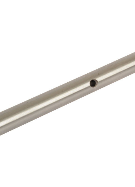 An Axle Pivot Securing Pin, Sparex Part No.S.107224, by Sparex, is a cylindrical metal shaft featuring a small hole near one end, positioned horizontally on a white background.