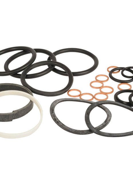 A collection of Sparex rubber and metal O-rings and gaskets of various sizes, organized on a white background, ideal for the Massey Ferguson Steering Cylinder Repair Kit (Sparex Part No. S.107250).