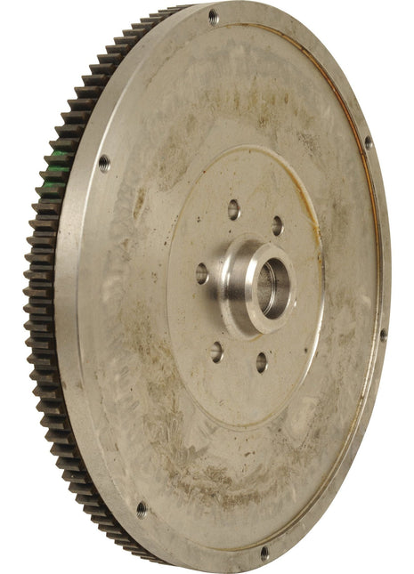 The Sparex Flywheel Assembly (Sparex Part No. S.107260) for Massey Ferguson features a central hole, multiple smaller circular holes, and an outer ring of gear teeth.