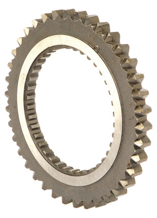 A Sparex Transmission Gear - 12 Speed (Part No. S.107309) with teeth around the outer edge and a hollow center, designed for Massey Ferguson mechanical systems.