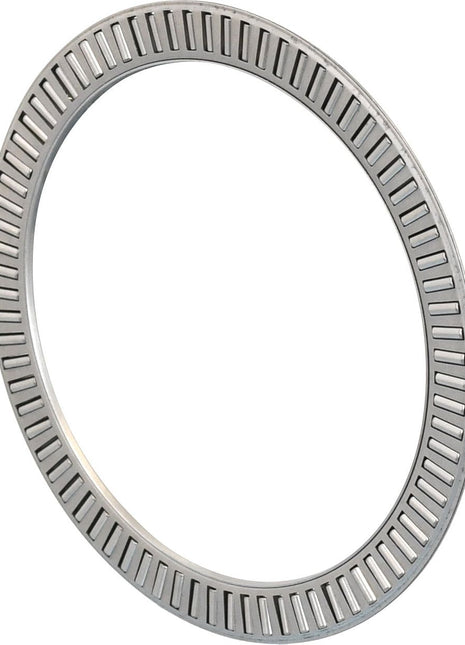 A circular metal bearing with evenly spaced rectangular slots around its perimeter, commonly found in Massey Ferguson machinery, is available as Bearing (12 Spd) - S.107311 from the Sparex brand.