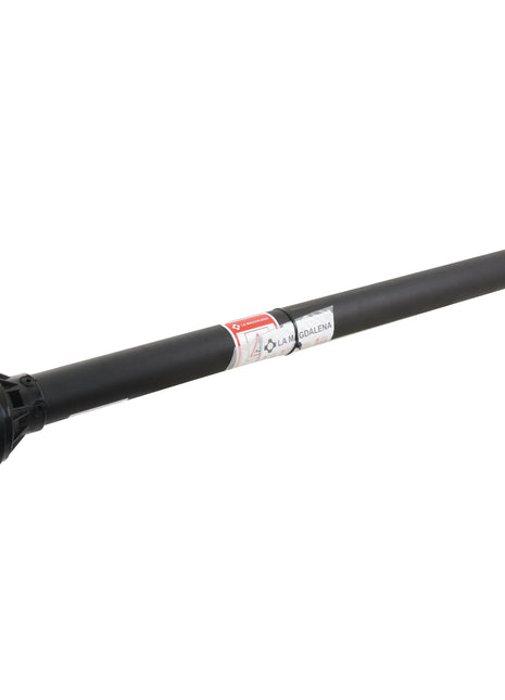 The PTO Guard by Sparex (Part No. S.10793) is a black, telescopic, adjustable pole, featuring plastic end caps and a red and white label in the middle. With its sturdy 1195mm shaft designed for durability, it comes in a medium size.