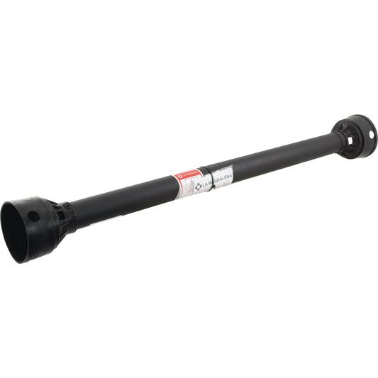 The PTO Guard by Sparex (Part No. S.10793) is a black, telescopic, adjustable pole, featuring plastic end caps and a red and white label in the middle. With its sturdy 1195mm shaft designed for durability, it comes in a medium size.