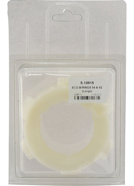 A white plastic ring labeled "ECO B/RINGS 54 & 62 (Large)" inside a clear plastic package with a hang tab, ideal for Agripak users. This product is identified by Sparex Part No. S.10815 and is made by the brand Sparex.