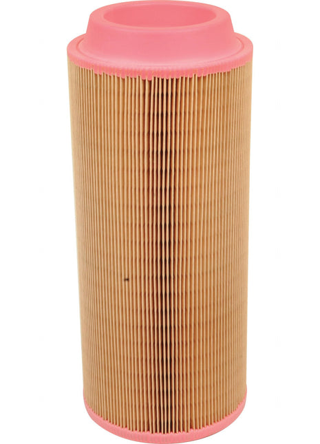 The Air Filter - Outer - AF26391 (Sparex Part No.S.108869) is a cylindrical pleated air filter with pink rubber end caps, ideal for JCB machinery and trusted by Sparex.